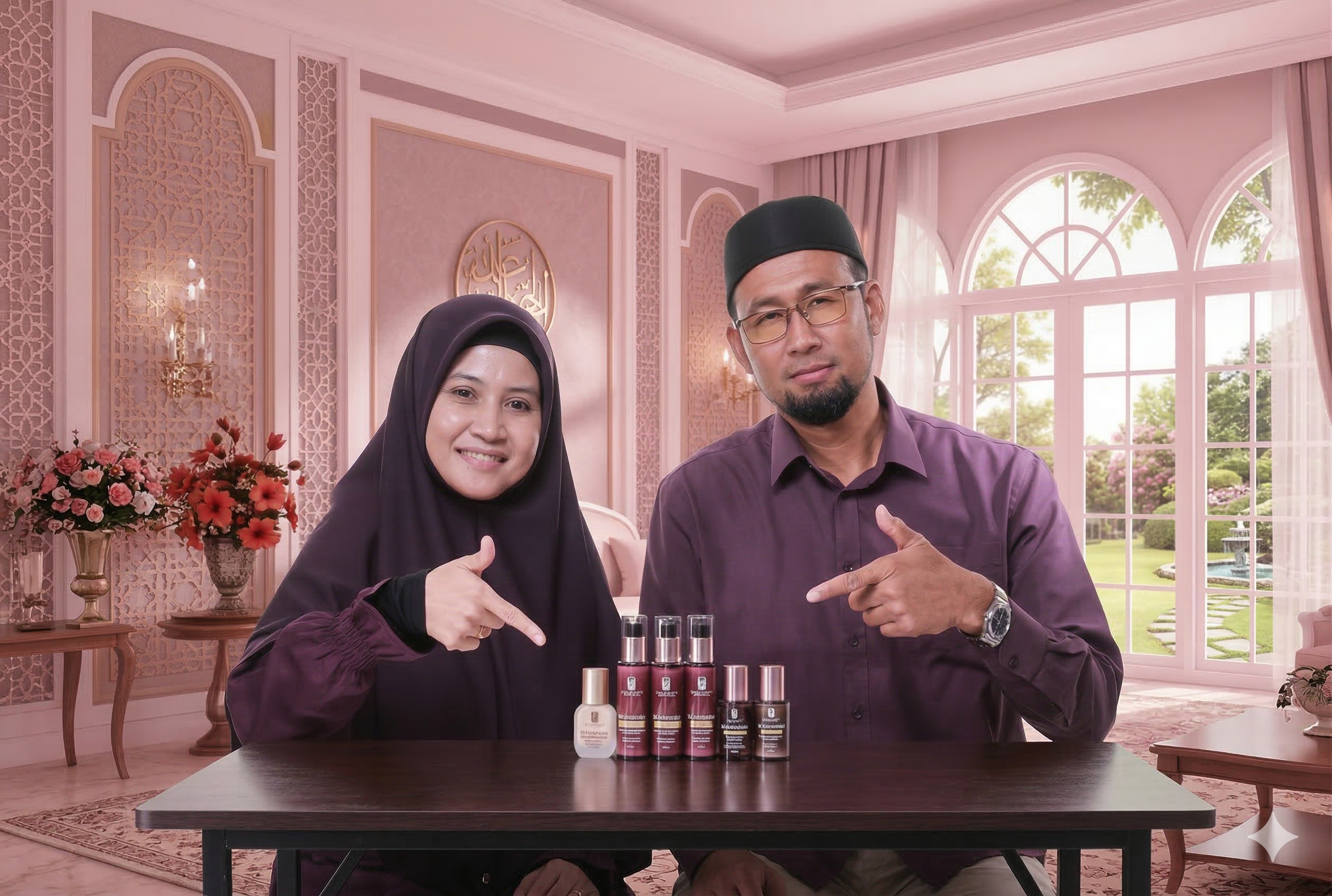 Ustazah Asma Harun bersama produk Asma Harun Dermacare